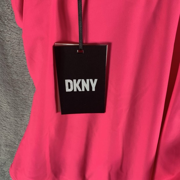 DKNY Women's Swimsuit 4 One Piece Pink Ruffle Underwire Plunge Tummy Control NWT - Picture 3 of 8